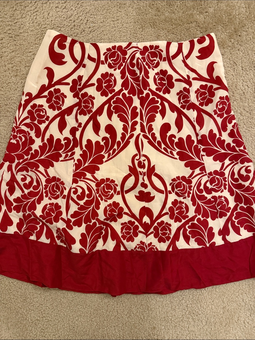 Ann Taylor Red and White Floral Mini Skirt